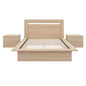 Malibu 4-Piece Natural Blonde Oak Full Size Bedroom Set