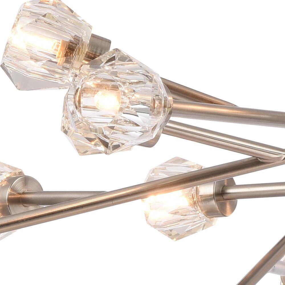 Sleek Shiny Nickel 29.5" Crystal Bass Shade Chandelier
