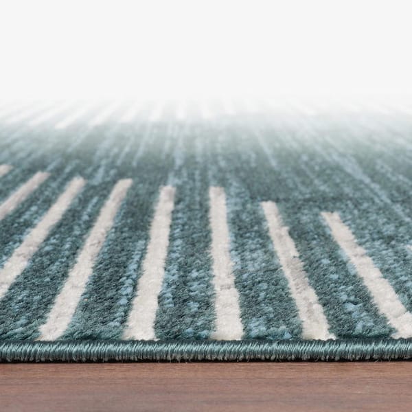 Bohemian Stripe Teal 7 ft. 10 in. x 10 ft. Area Rug