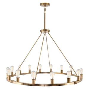 Jericho 60-Watt 16-Light Cool Brass Farmhouse Chandelier, No Bulb Included