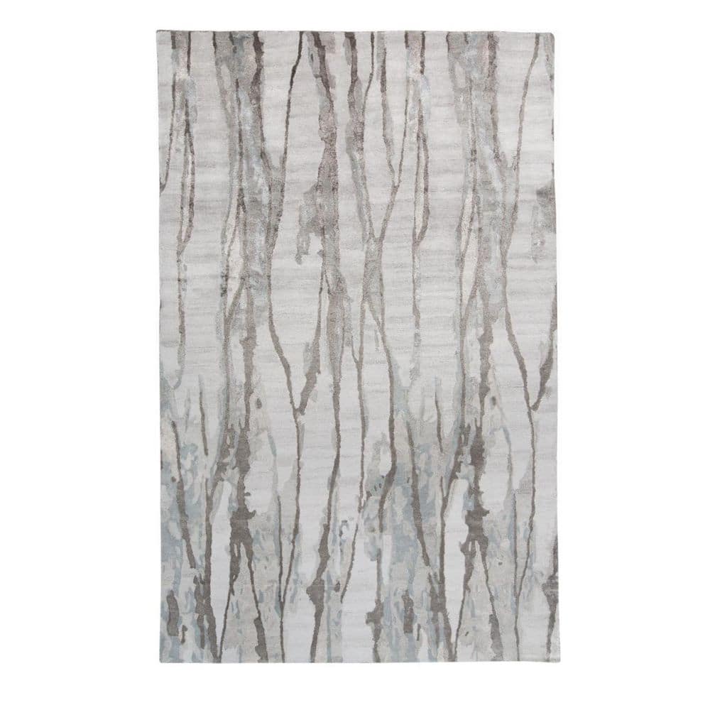 HomeRoots 5 ft. x 8 ft. Ivory and Gray Abstract Area Rug 2000512250 ...