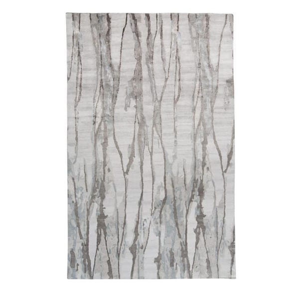 HomeRoots 5 ft. x 8 ft. Ivory and Gray Abstract Area Rug