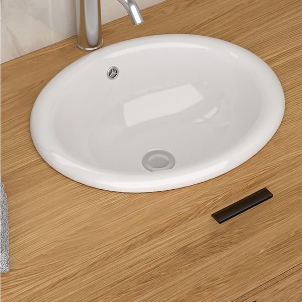 17 in. Drop-in Ceramic Bathroom Sink in White