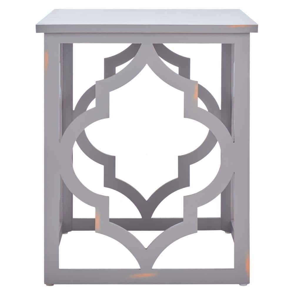 Milo Taupe Wood and Metal Rectangular End Table
