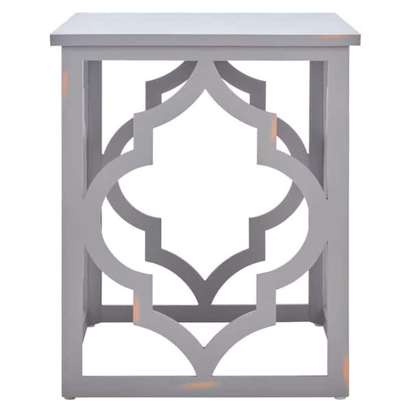 SAFAVIEH Milo 18.8 in. Taupe Square Wood End Table
