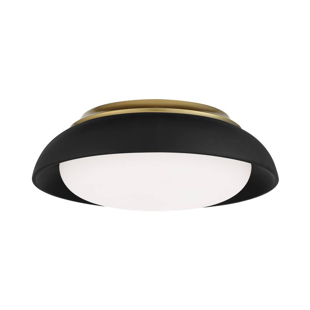 Minka Lavery Vantage 15 in. 1-Light Sand Black and Honey Gold LED Flush ...