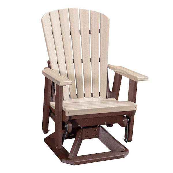 Adirondack Series 1-Person Tudor Brown High Density Plastic Resin Outdoor Swivel Glider