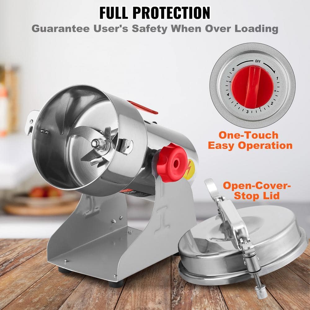 VEVOR 500g Silver Stainless Steel Electric Grain Mill Grinder
