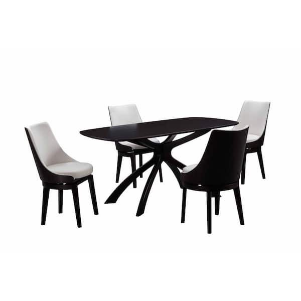 Boraam Orleans 5-Piece Cream/Black High Back Chair Rectangular Dining Set