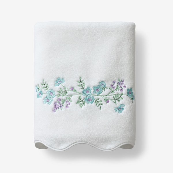 Company Cotton Embroidered Scallop Purple Bath Towel