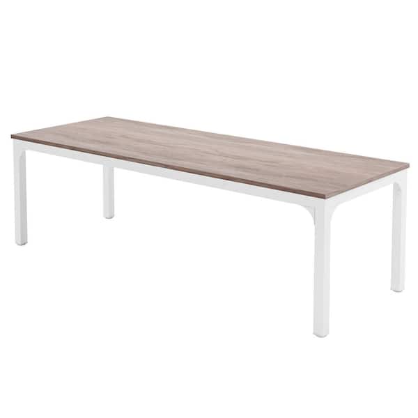 BYBLIGHT Moronia 78.7 in. Rectangular Natural and White Wood 2-Person Computer Desk with Adjustable Foot Pads for Home Office