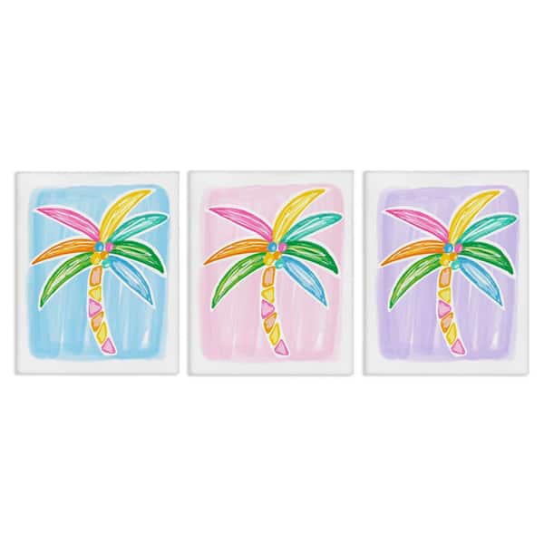 Stupell Industries Fun Summer Palms by Lisa Nohren 3 Pieces Unframed Nature Graphic Art Print 14 in. x 11 in.