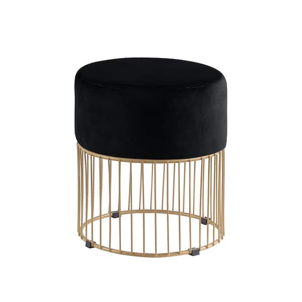 Best Master Furniture Jane Black Velvet Round 16.5 in. Ottoman