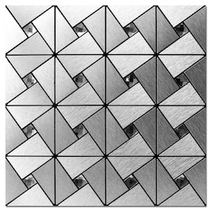 Windmill Puzzle Glass Mixed, Silver 12 in. x 12 in. Metal Peel and Stick Tile Backsplashes (9.6sq.ft./Box)