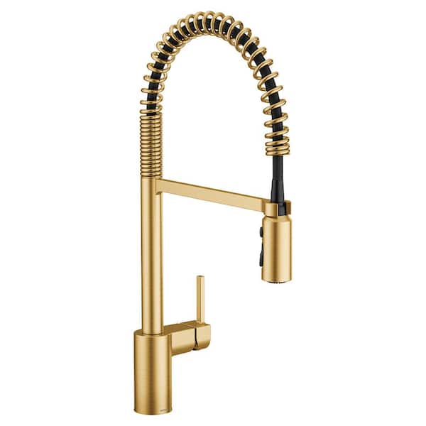 MOEN Align Single-Handle Pre-Rinse Spring Pull Down Sprayer Kitchen Faucet in Brushed Gold