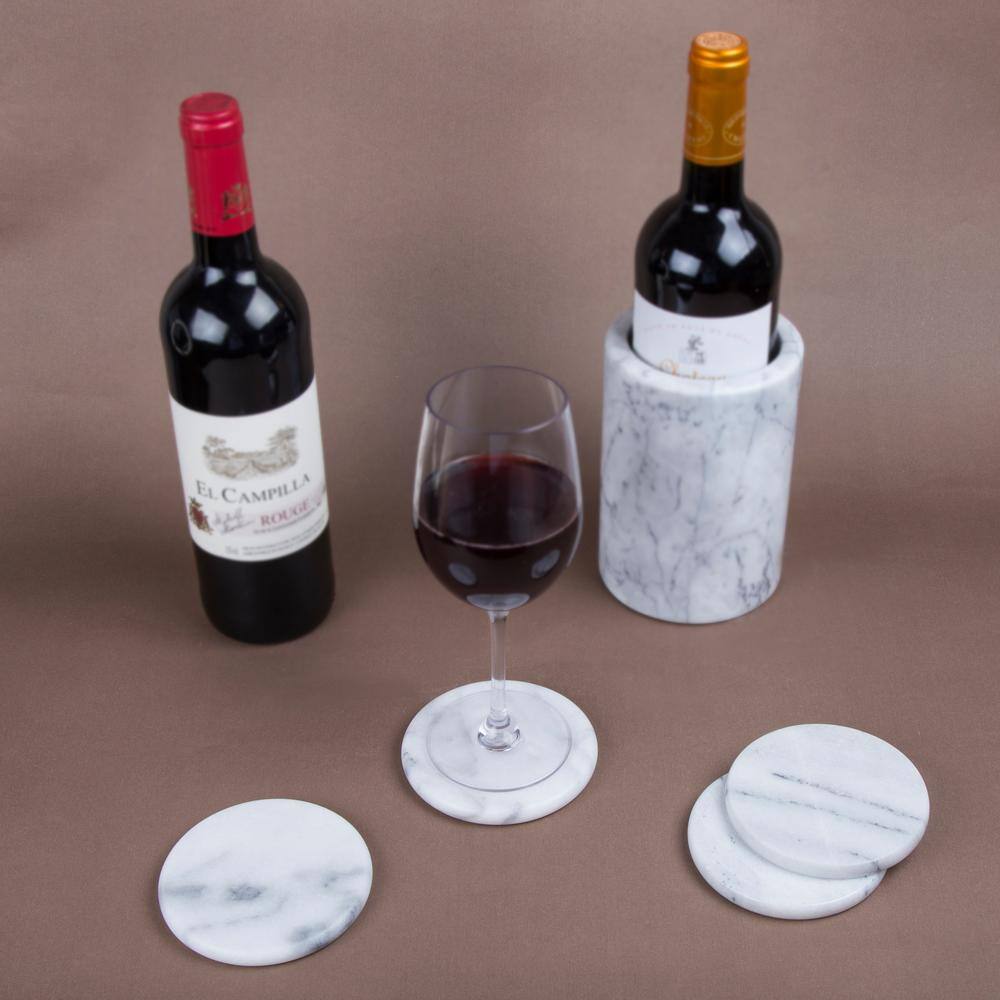 White Round Marble Coasters Set of 4