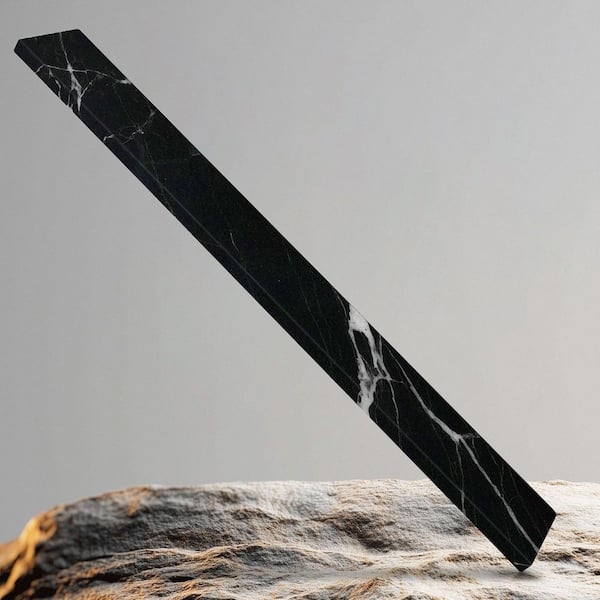 37 in. W x 4 in. H Marble Vanity Backsplash in Black Rear Panel for Bathroom Vanity Sink Top or Doorway Floor Transition