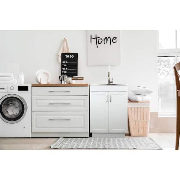 Area51-03 Laundry Furniture Composition with sink, washing machine module  and wall unit - Dark Oak