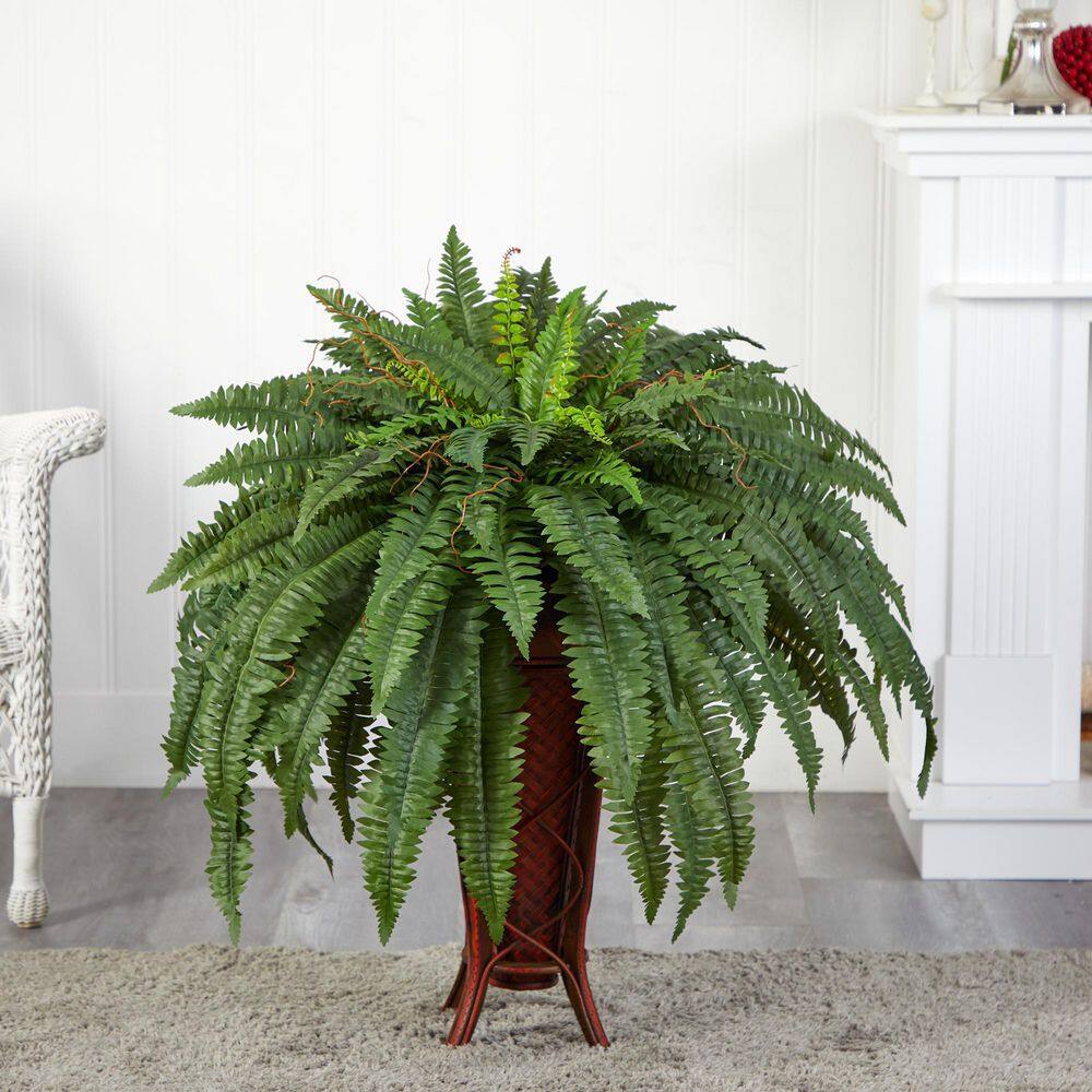 Emerald Cascade 48" Outdoor Silk Fern in Elegant Vase