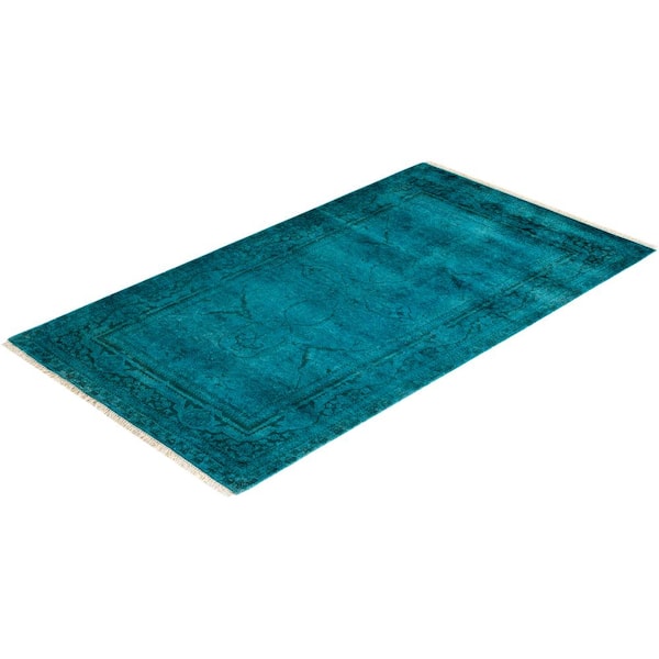Fine Vibrance Blue 3 ft. x 5 ft. Solid Wool Indoor Area Rug