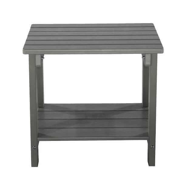 Afoxsos Key West Gray Wood Outdoor Patio Rectangular Side Table (1-Piece)