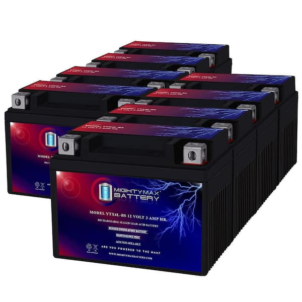 MIGHTY MAX BATTERY YTX4L-BS 12V 3Ah Replacement Battery compatible with Kids Kazuma ATV Quad Taotao - 8 Pack