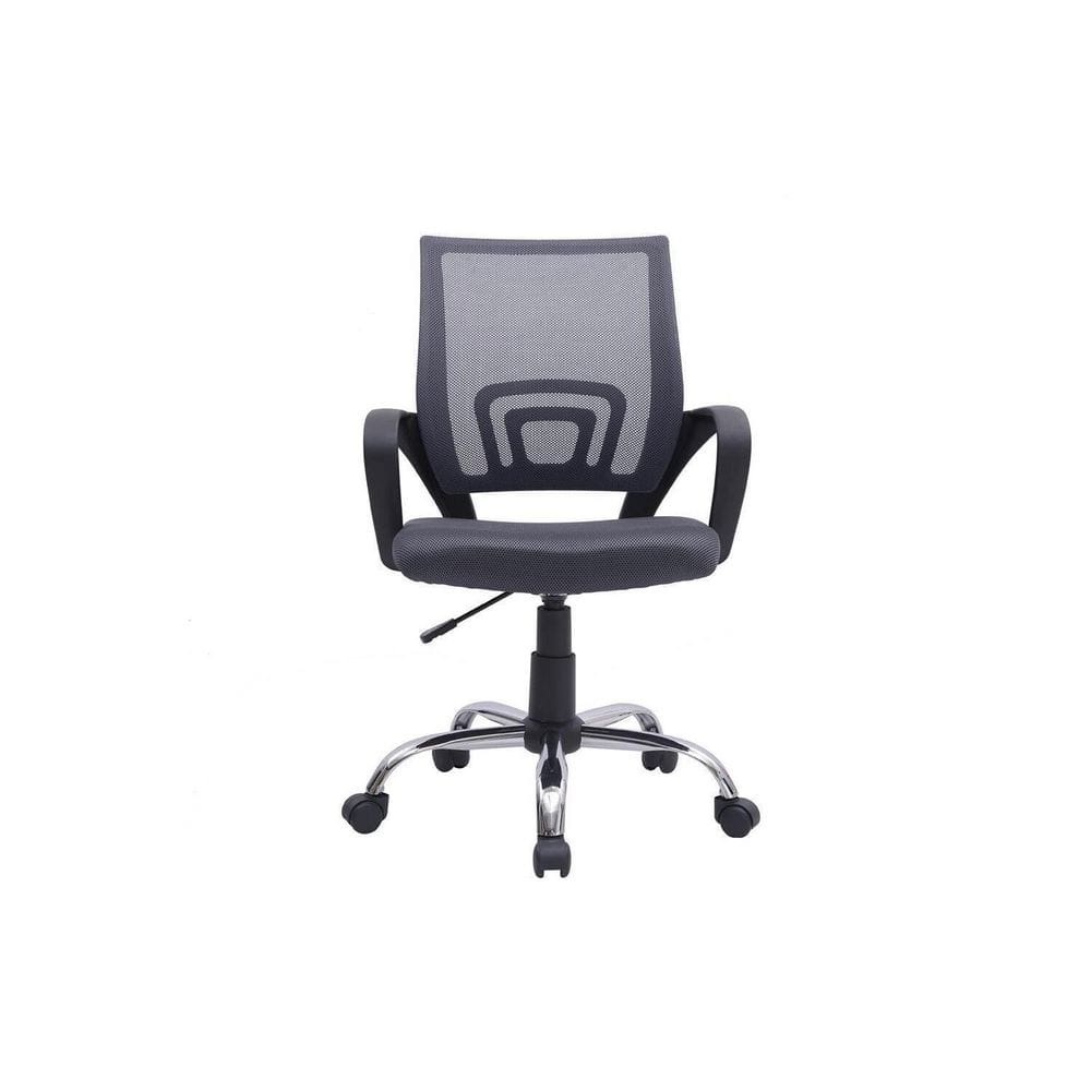 Executive Office Mesh Mid-Back Swivel Chair with Armrest, Lumbar Support, Gray in Height Adjustable