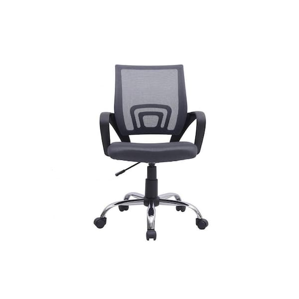 HOMESTOCK Gray Height Adjustable Executive Office Mesh Mid-Back Swivel Chair with Armrest, Lumbar Support