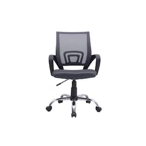 Gray Height Adjustable Executive Office Mesh Mid-Back Swivel Chair with Armrest, Lumbar Support