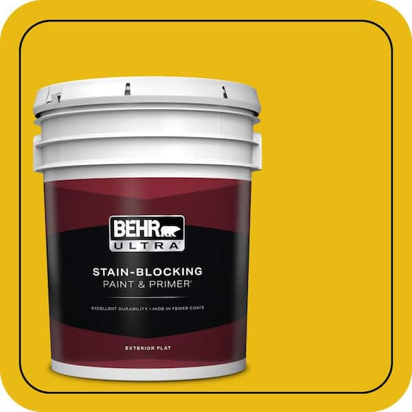 BEHR ULTRA 5 gal. #390B-7 Lemon Lime Flat Exterior Paint & Primer