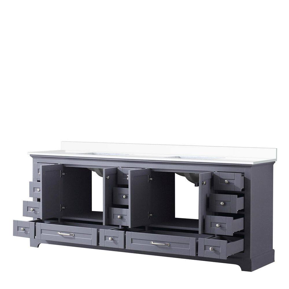 Lexora 84" Dark Grey Double Vanity with White Quartz Top
