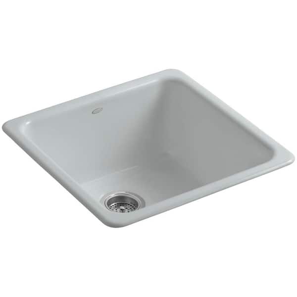 Iron/Tones Cast Iron 20.88 in. Drop-In/Undermount Bar Sink in Ice Grey