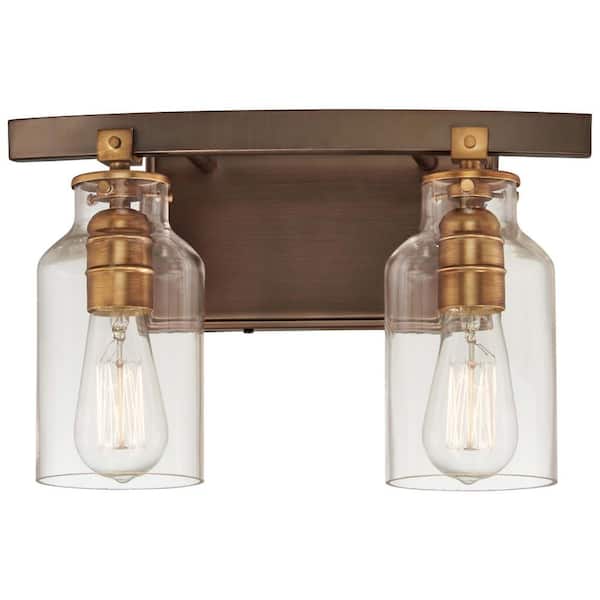 Minka Lavery Morrow 2-Light Harvard Court Bronze with Gold HighLights Vanity Light