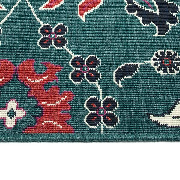 Bitki Teal 5 ft. 3 in. x 7 ft. 6 in. Rectangle Residential Indoor-Outdoor Area Rug