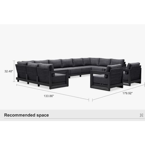 12-Piecess Patio Conversation Sets All Weather Outdoor Couch Sectional Set with Cushion Conversation Set Gray