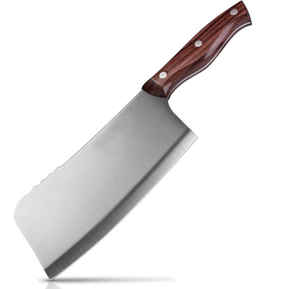 Wudkey 7 in. Carbon Stainless Steel Full Tang Butcher Knife, Meat
