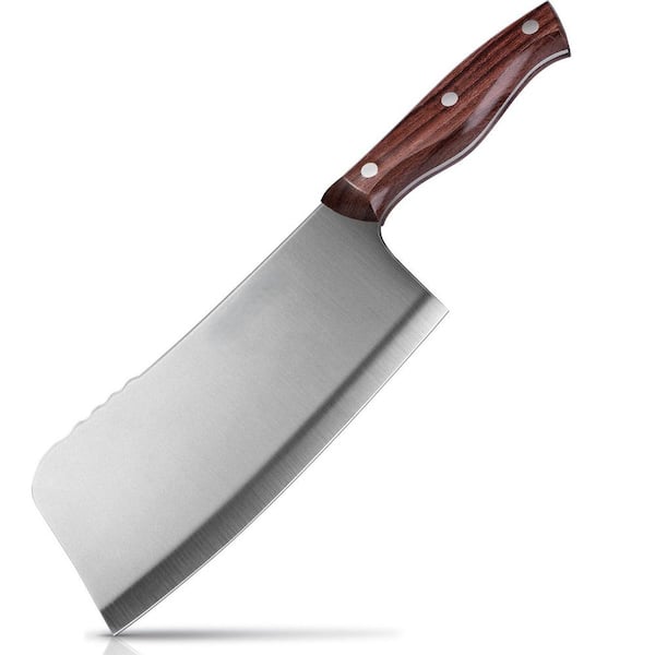 7 in. Carbon Stainless Steel Full Tang Butcher Knife, Meat Cleaver All-Purpose Knife with Non-Slip Ergonomic Handle