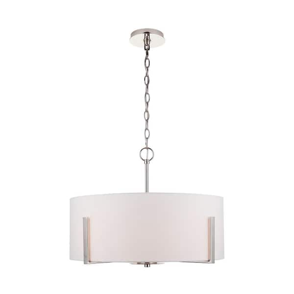 Home Decorators Collection Manhattan 4-Light Polished Nickel Chandelier with White Drum Shade