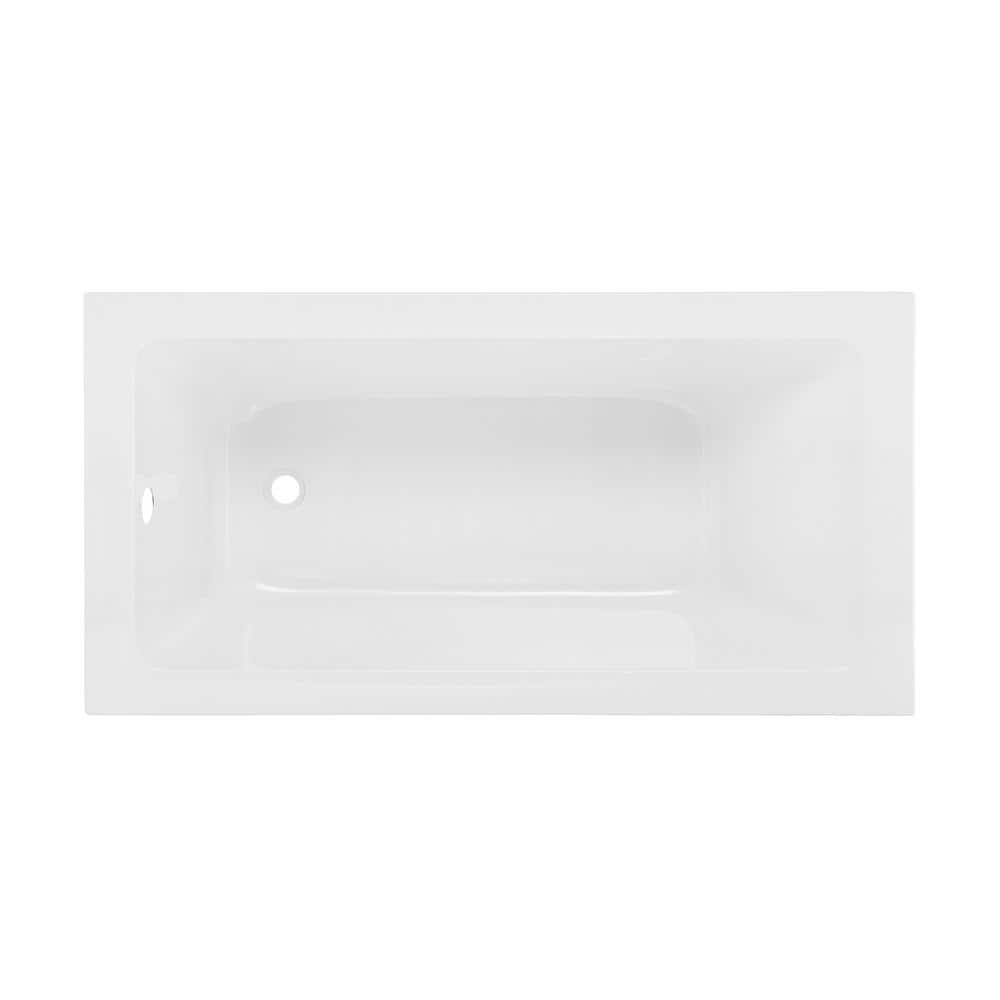 White Acrylic 30" Drop-In Bathtub with Glossy Finish