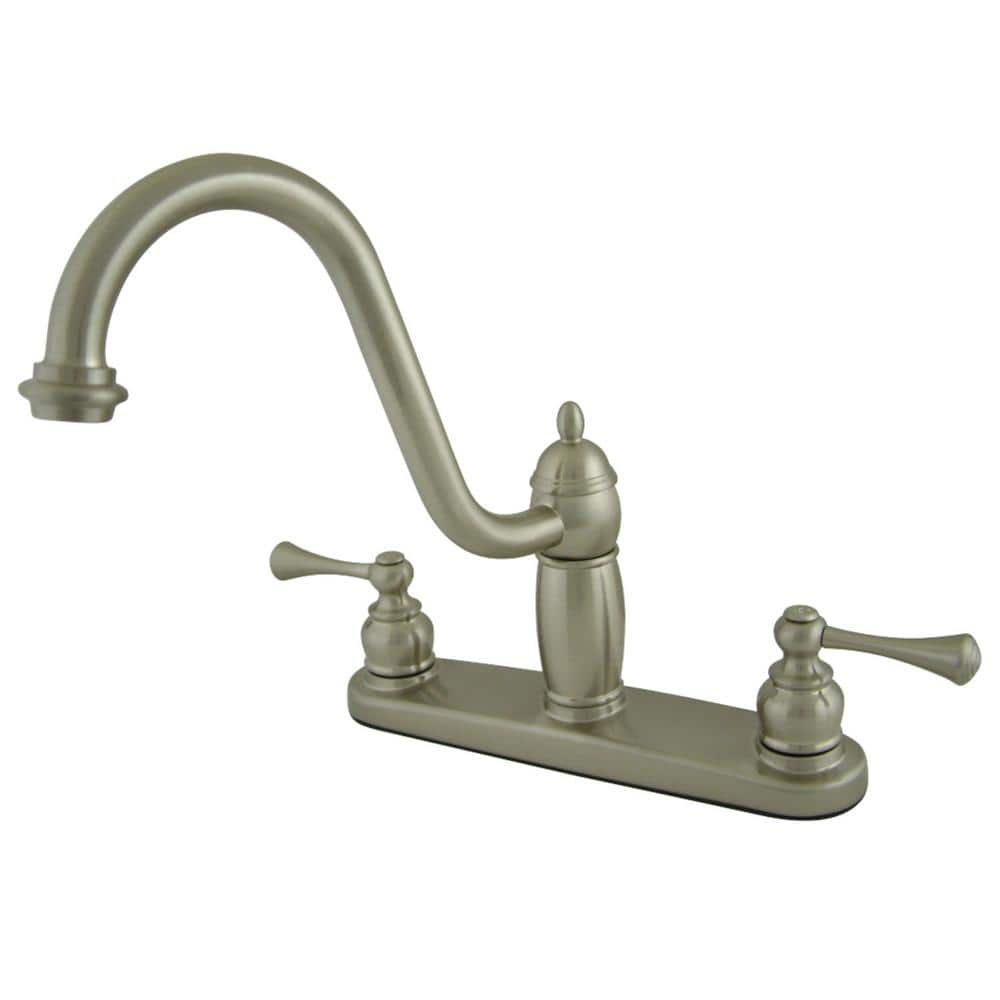 Kingston Brass Heritage 2-Handle Standard Kitchen Faucet In Brushed ...