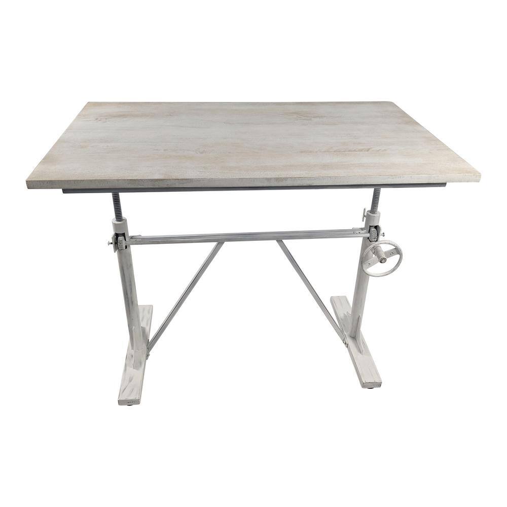 Whitewash Mango Wood Adjustable Height Standing Desk