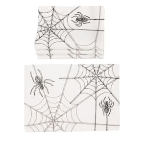 0.1 in. H x 14 in. W x 20 in. D Halloween Spider Web Double Layer Placemats in White (Set of 4)