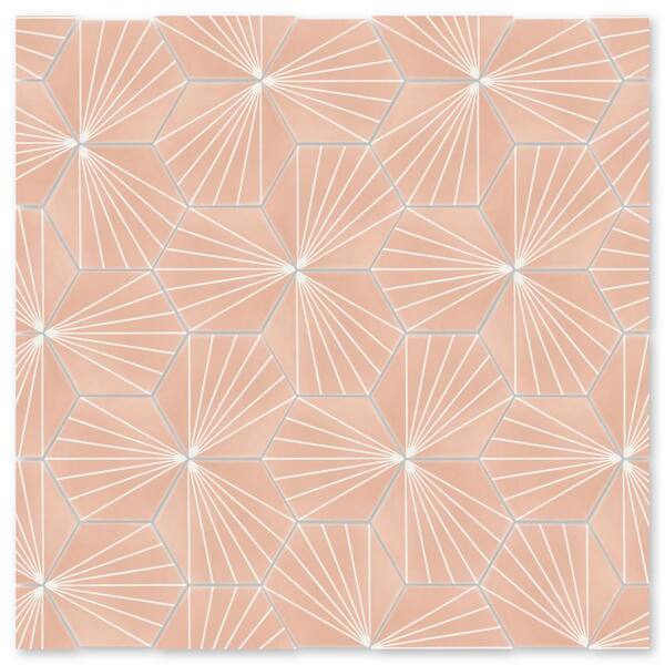 Villa Lagoon Tile Spark C Coral 8 in. x 9 in. Cement Handmade Floor and Wall Tile (Box of 8 / 2.96 sq. ft.)