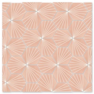 Spark C Coral Multicolor/Matte 9 in. x 8 in. Cement Handmade Floor and Wall Tile (Box of 8/2.96 sq. ft.)