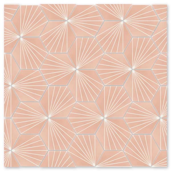 Villa Lagoon Tile Spark C Coral 8 in. x 9 in. Cement Handmade Tile Sample