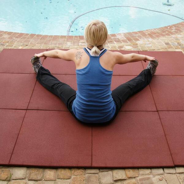 RubberCal "EcoSport" Interlocking Rubber Flooring Tiles, Coal 1 in. x