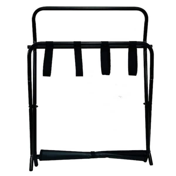 SignatureHome Simone Black Finish Folding Luggage Rack Back