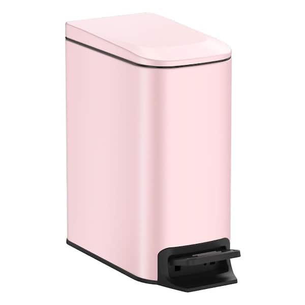 1.6 Gallon Rectangle Stainless Steel Trash Can,Pink