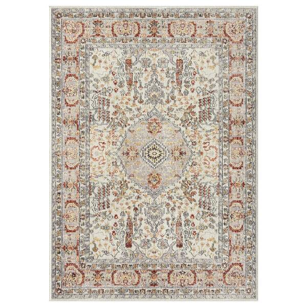 LUXE WEAVERS Bohemian Ivory 5 Ft. X 7 Ft. Oriental Polypropylene Area ...