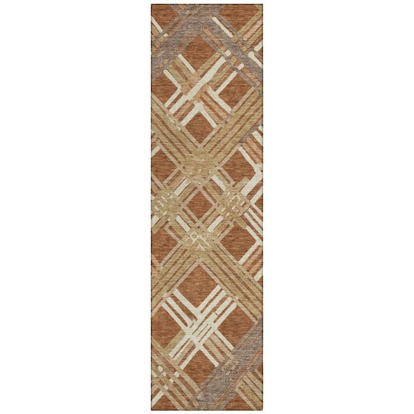 Chantille Machine Washable Indoor/Outdoor Abstract ACN2452 Paprika 2 ft. x 7 ft. Runner Rug